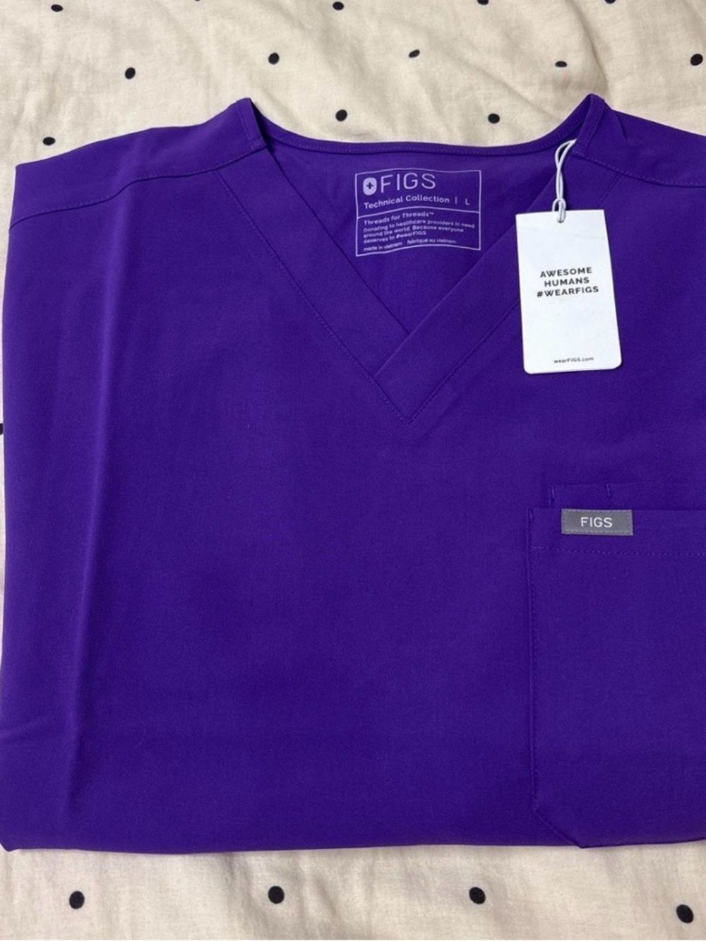 Figs Purple V-Neck Short Sleeve Medical Scrub Top